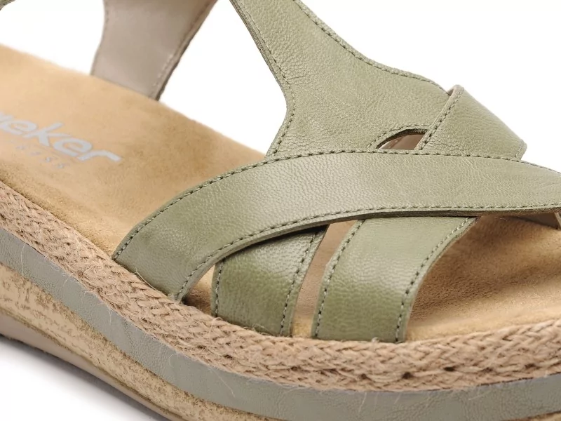 Rieker V0919 Vert Sandales à Talons Femme