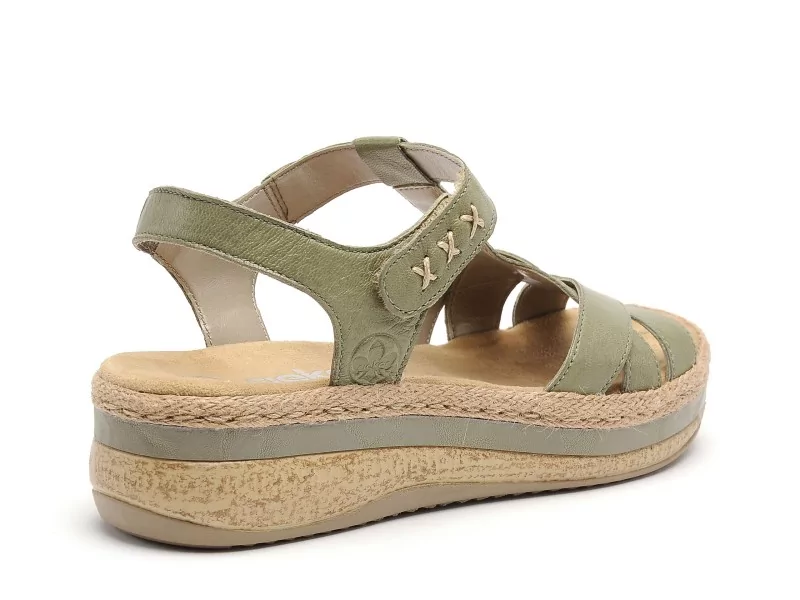 Rieker V0919 Vert Sandales à Talons Femme