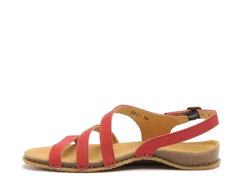 El Naturalista PANGLAO N5811 Rouge Sandales Plates Femme
