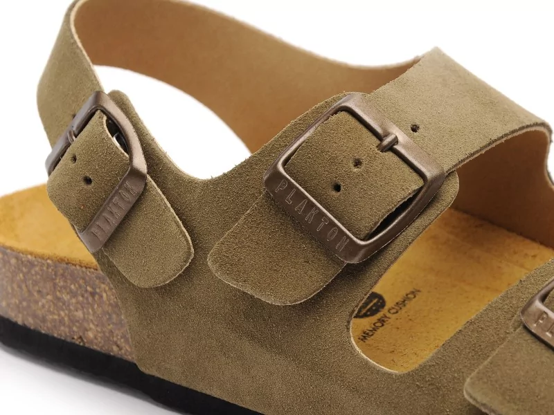 Plakton BAKU 186396 Kaki Sandales Plates Femme