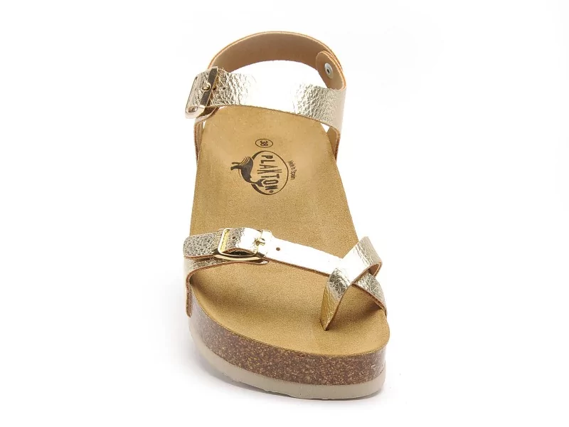 Plakton CP ZOMBA 341016 Or Sandales Plates Femme