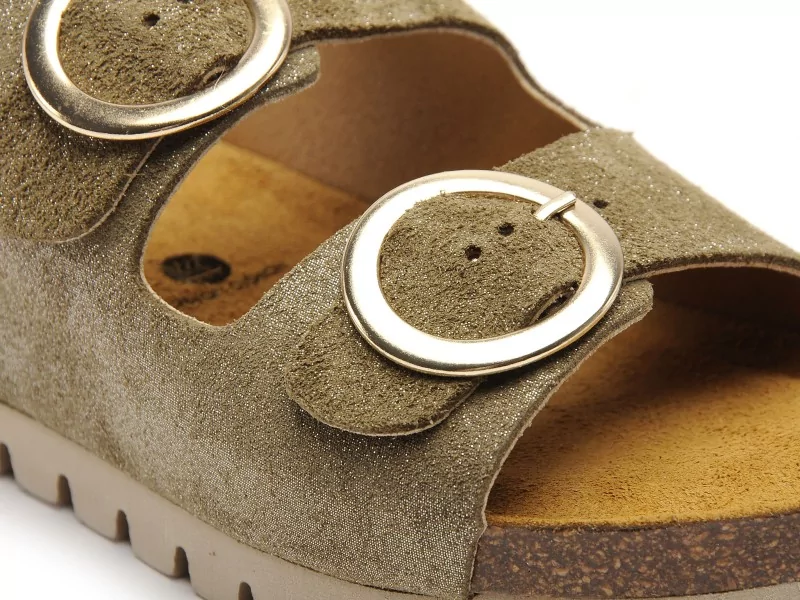 Plakton MEMORY 355993 Kaki Mules et Sabots Plats Femme