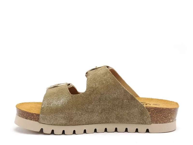 Plakton MEMORY 355993 Kaki Mules et Sabots Plats Femme