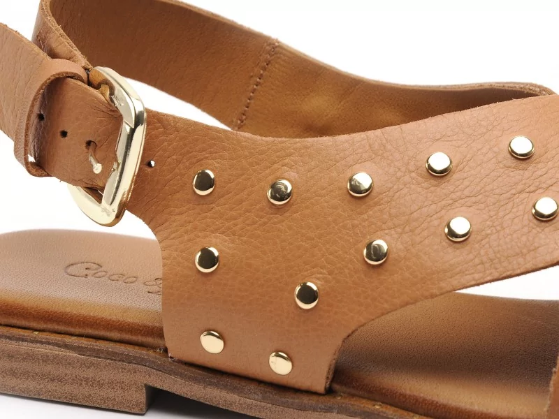 Coco Abricot MAGNIEU Marron Sandales Plates Femme