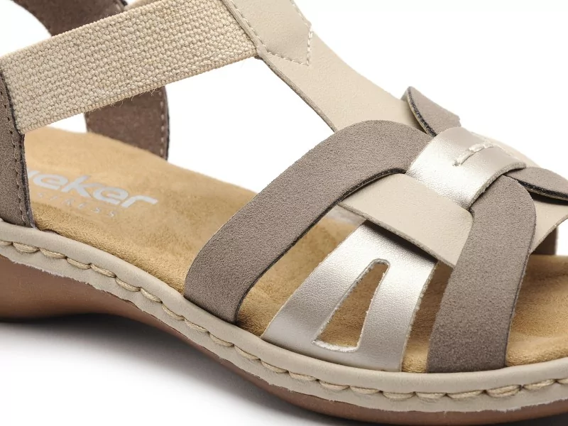 Rieker 65918 Beige Sandales Plates Femme