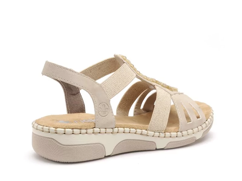 Rieker 66201 Beige Sandales Plates Femme