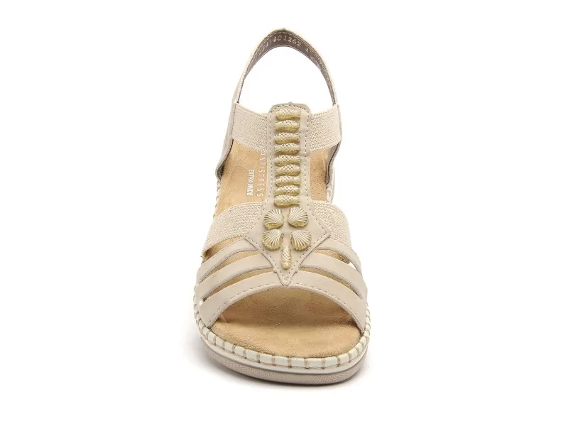 Rieker 66201 Beige Sandales Plates Femme