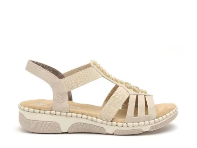 66201 Beige Sandales Plates Femme