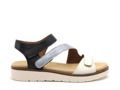 D2050 Bleu Sandales Plates Femme