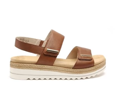 D0Q59 Marron Sandales Plates Femme