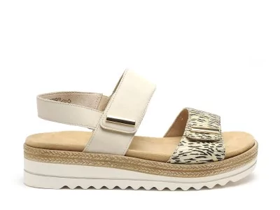 D0Q59 Beige Sandales Plates Femme