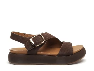 A96064 Marron Sandales Plates Femme