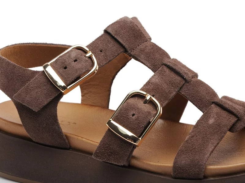 Inuovo A96046 Marron Sandales Plates Femme