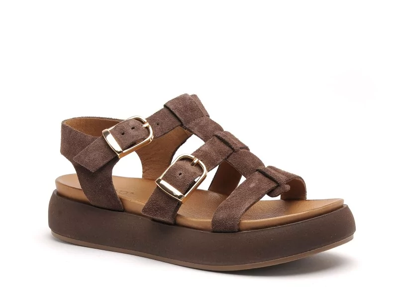 Inuovo A96046 Marron Sandales Plates Femme