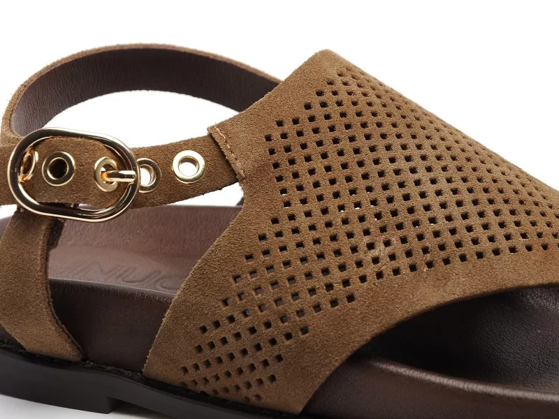 Inuovo D51015 Marron Sandales Plates Femme