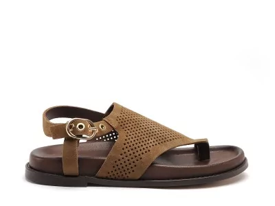 D51015 Marron Sandales Plates Femme