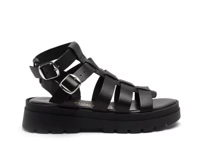 6535 703 Noir Sandales Plates Femme