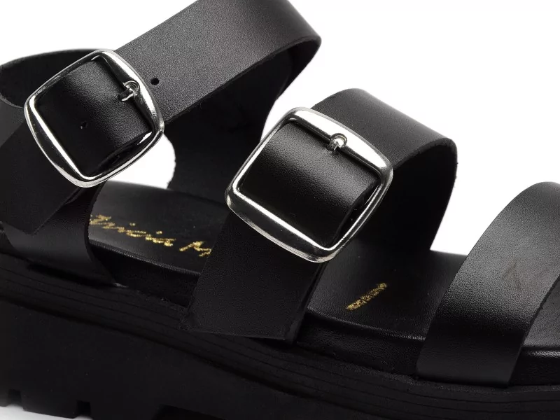 Patricia Miller 7016 703BIO Noir Sandales Plates Femme