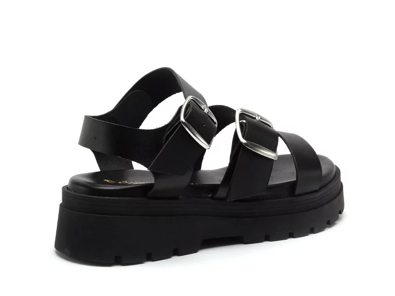 Patricia Miller 7016 703BIO Noir Sandales Plates Femme