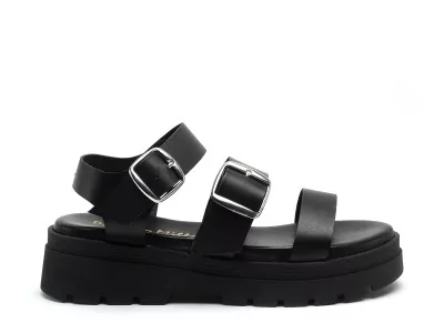 7016 703BIO Noir Sandales Plates Femme