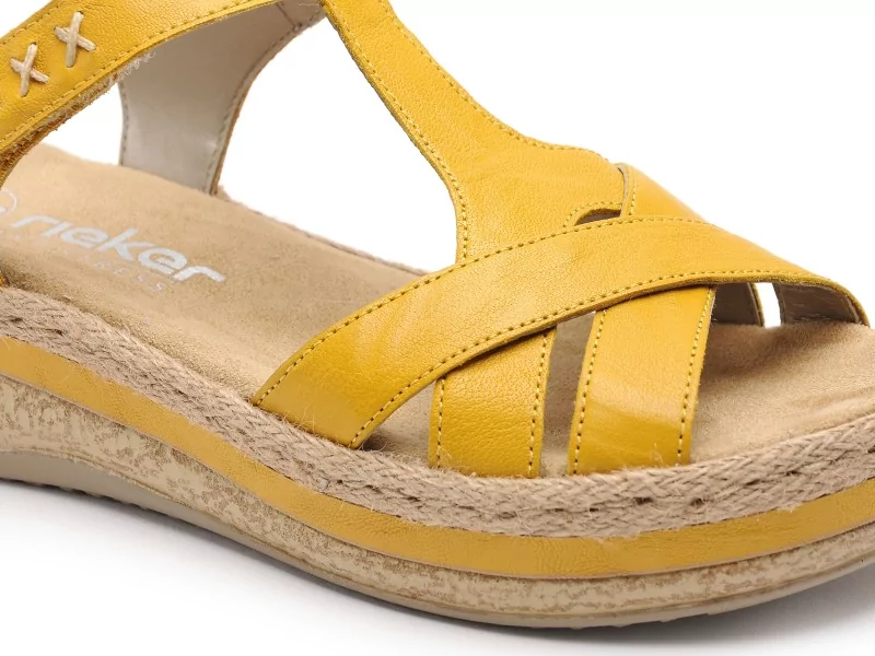 Rieker V0919 Jaune Sandales Plates Femme