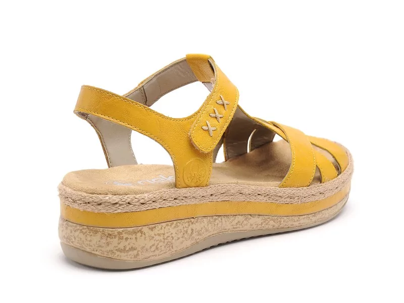 Rieker V0919 Jaune Sandales Plates Femme