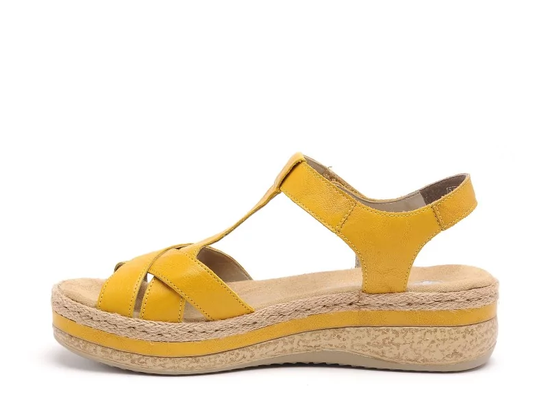 Rieker V0919 Jaune Sandales Plates Femme