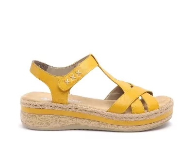 V0919 Jaune Sandales Plates Femme