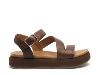 A96001 Marron Sandales Plates Femme