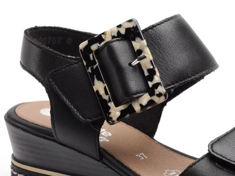 Remonte D2L53 Noir Sandales à Talons Femme