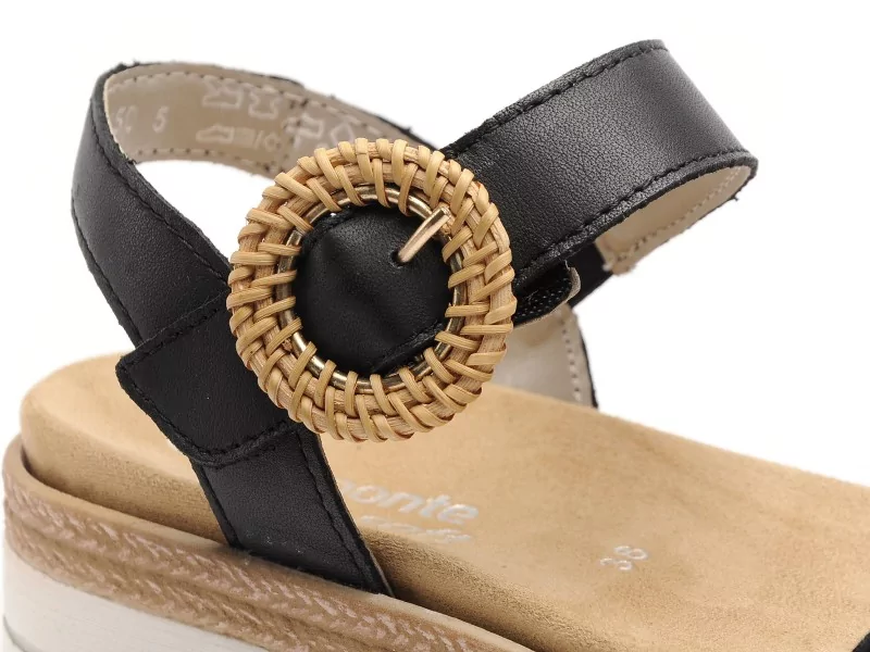 Remonte D0Q52 Noir Sandales Plates Femme