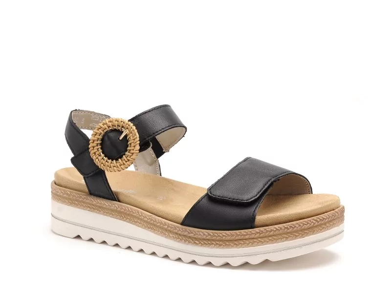 Remonte D0Q52 Noir Sandales Plates Femme