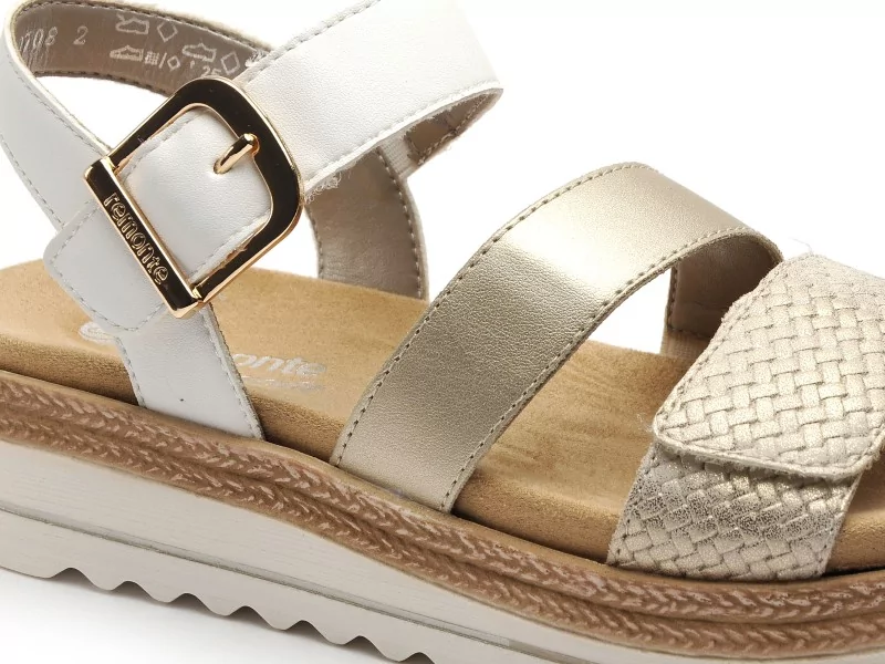 Remonte D0Q55 Or Sandales Plates Femme