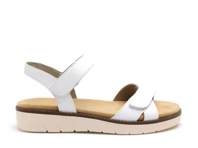D2049 Blanc Sandales Plates Femme