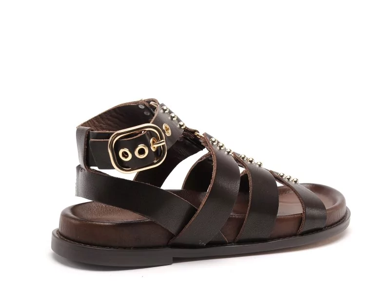 Inuovo D51013 Marron Sandales Plates Femme