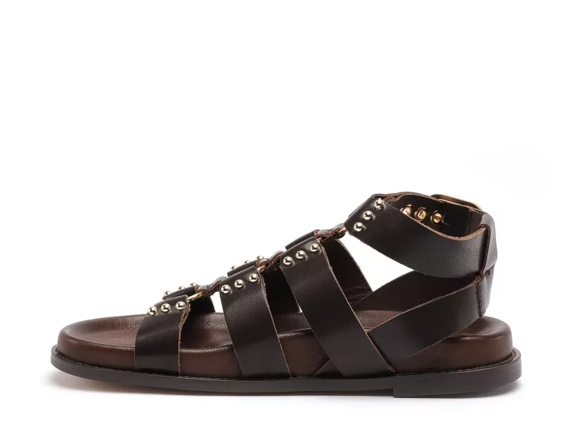 Inuovo D51013 Marron Sandales Plates Femme