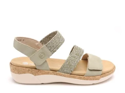 R6861 Vert Sandales Plates Femme