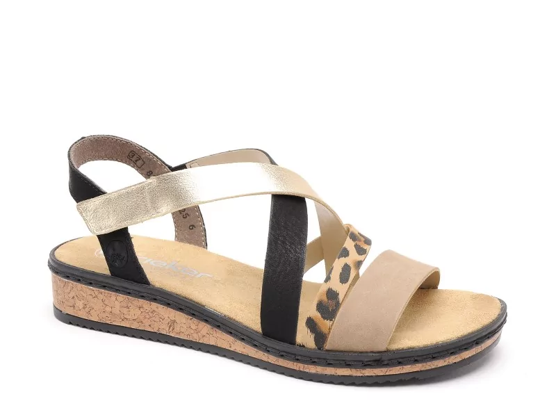 Rieker V3663 Multicolore Sandales Plates Femme