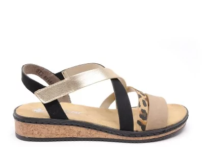 V3663 Multicolore Sandales Plates Femme