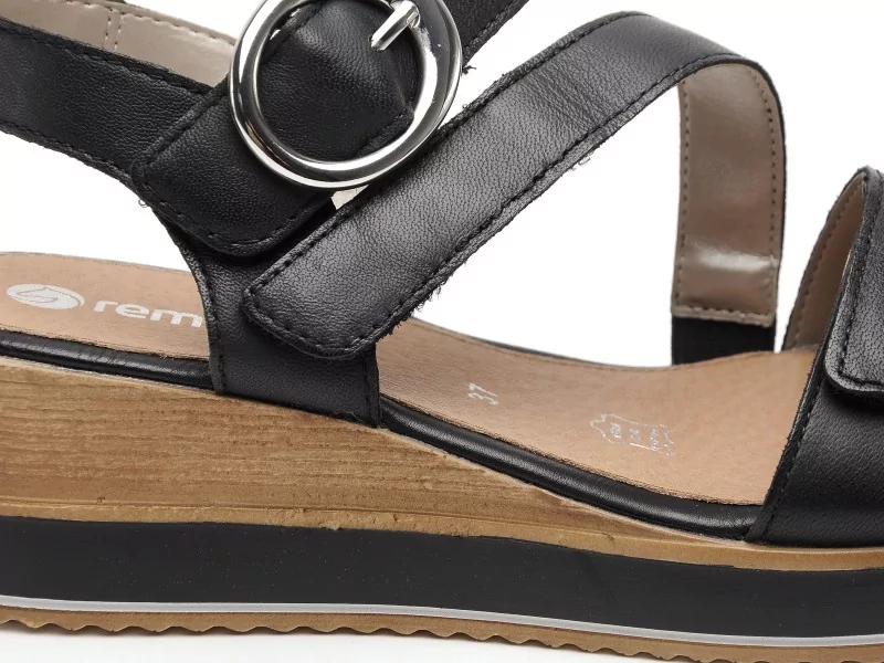 Remonte D6466 Noir Sandales à Talons Femme