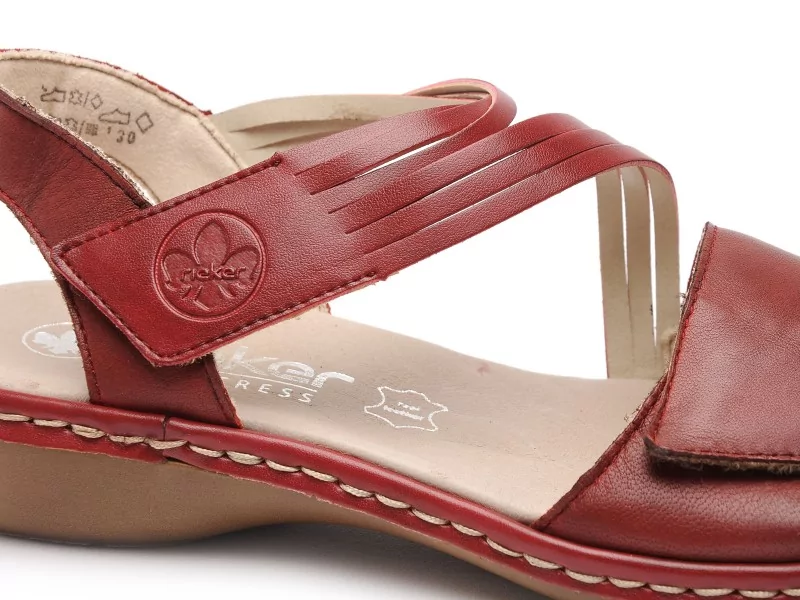 Rieker 65964 Rouge Sandales Plates Femme