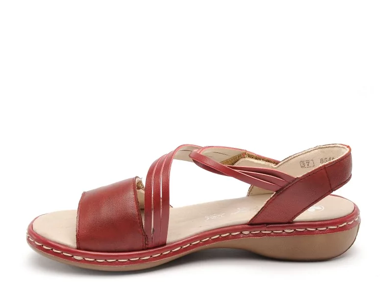 Rieker 65964 Rouge Sandales Plates Femme