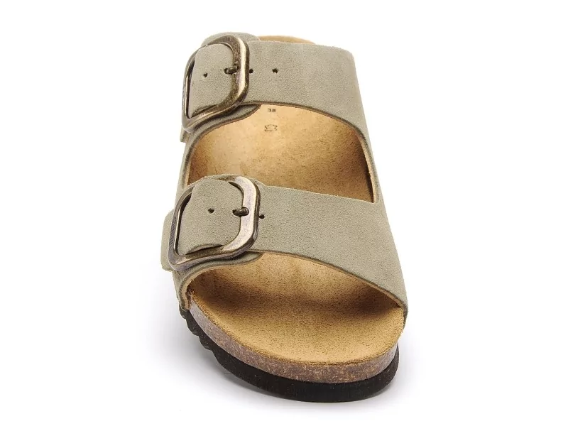 Scholl NOELLE Kaki Mules et Sabots Plats Femme
