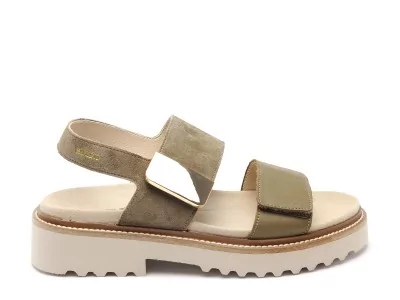 7042P5147363 VIOLAINE Kaki Sandales Plates Femme