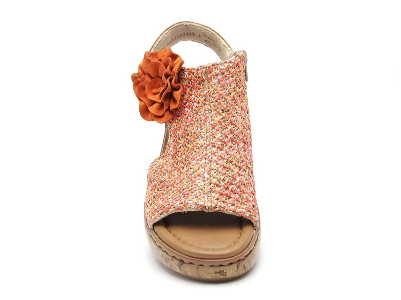 Rieker V1783 Orange Sandales à Talons Femme
