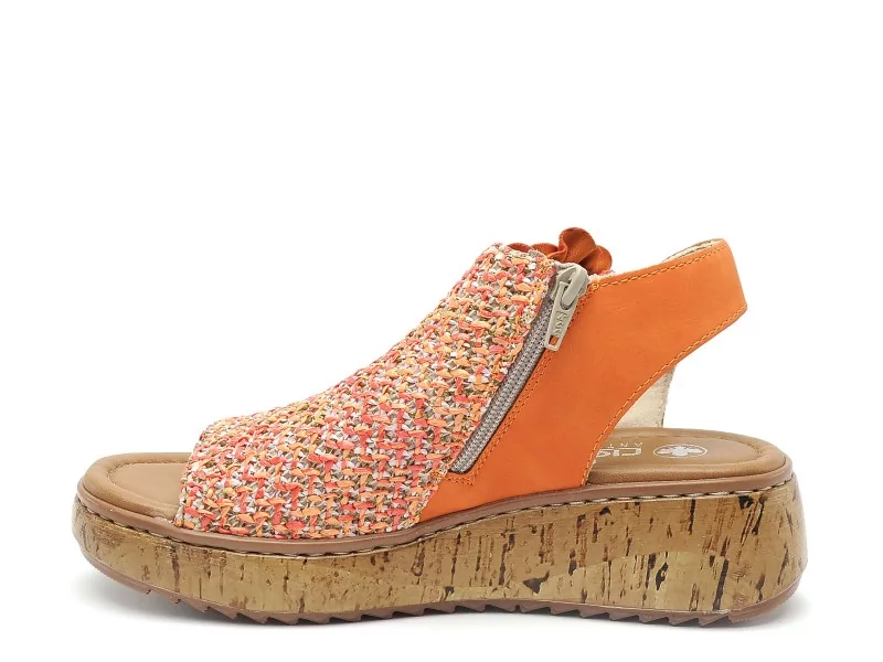 Rieker V1783 Orange Sandales à Talons Femme