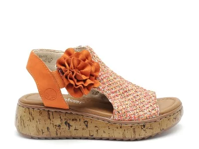 V1783 Orange Sandales à Talons Femme