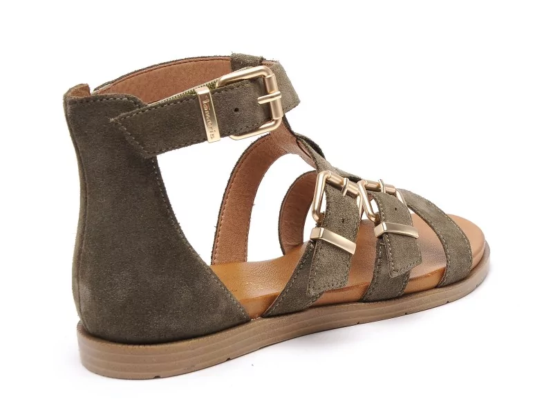 Tamaris 28125 46 Kaki Sandales Plates Femme