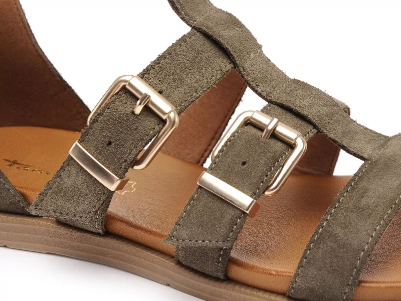 Tamaris 28125 46 Kaki Sandales Plates Femme