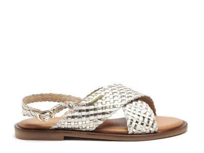 DOA F Blanc Sandales Plates Femme